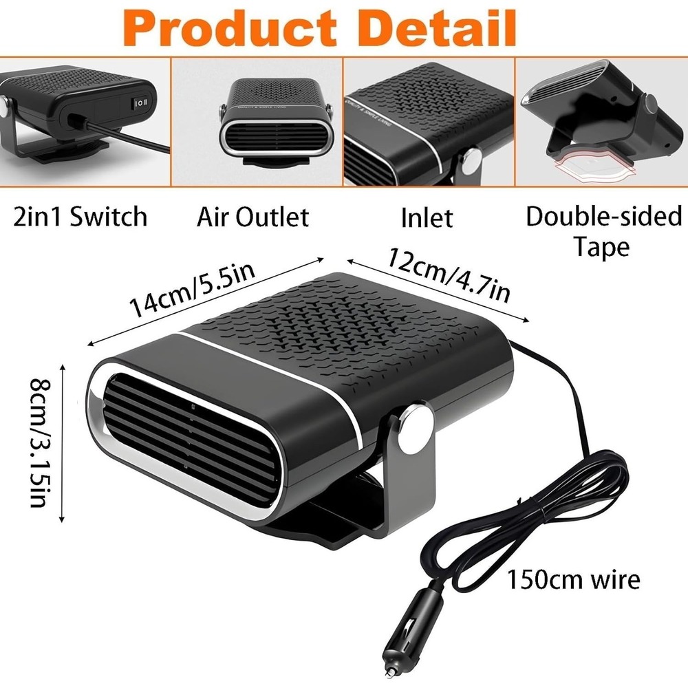 Portable Car Heater,150W Fast Heating & Cooling Fan,12V‎ Car - Picture 2 of 5
